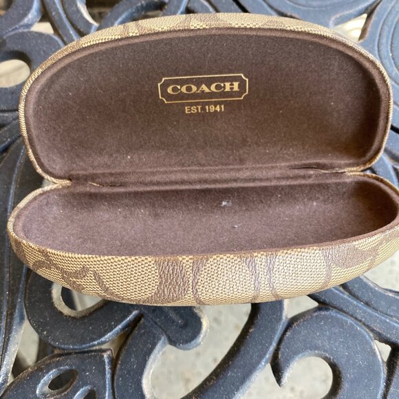 Coach Clamshell Glasses Case, Monogram Brown / Tan Hard - Picture 7 of 7